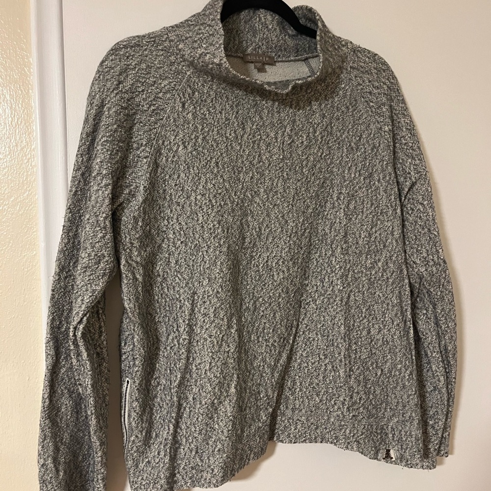Lilla P Gray Turtleneck Sweater Cozy Knit